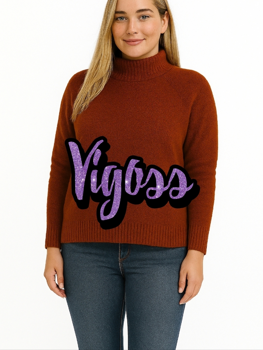 Vigoss Size L Pullover Sweater Women's Orange / Brown